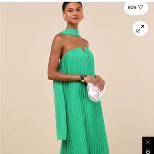 Lulu's Vibrant Green Strapless Dress